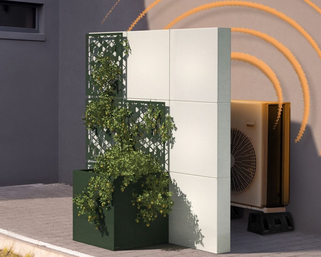 Image design d'un cube anti bruit pour sa pompe à chaleur de la marque Devaux proposé en Suisse par AFM