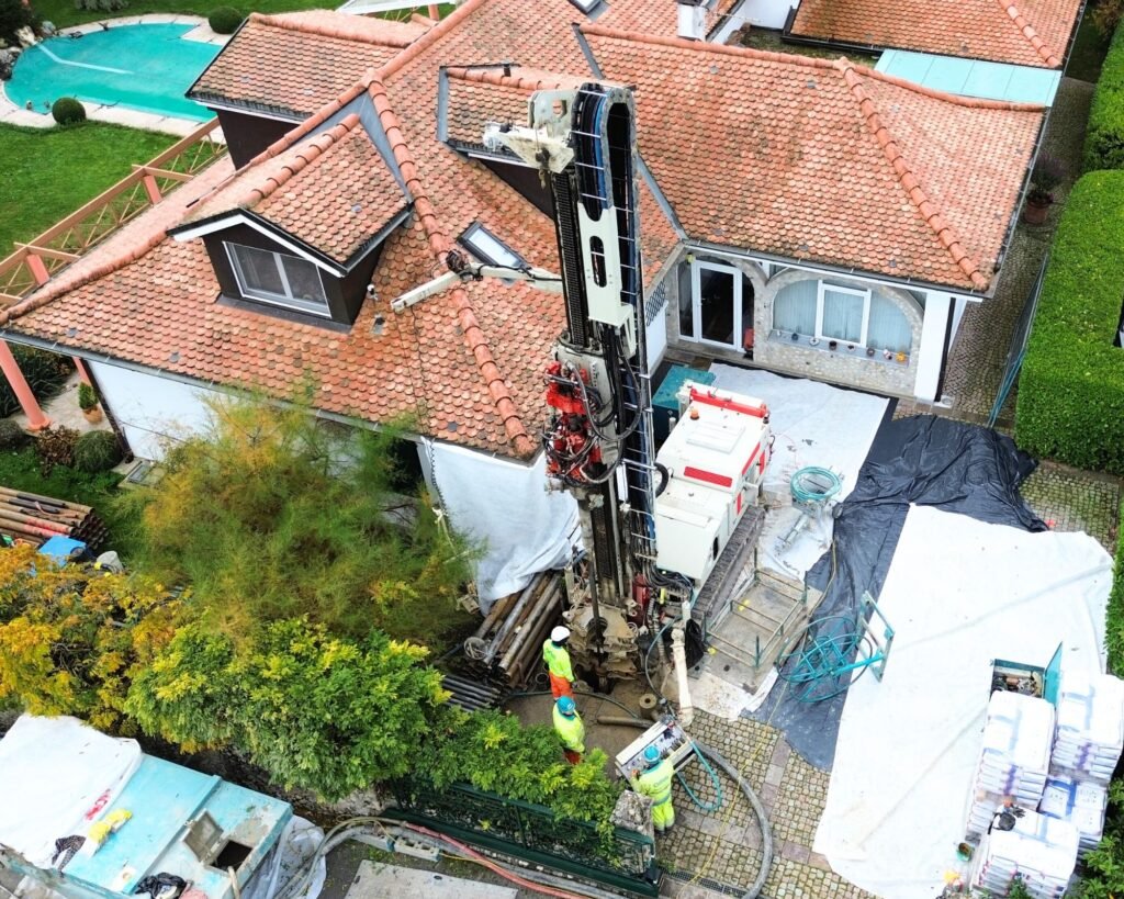 Image d'un chantier de l'entreprise AFM pour l'installation d'une pompe à chaleur Géothermique